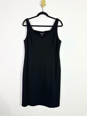 Eileen Fisher Black Sleeveless Silk Lined Midi Sheath Dress